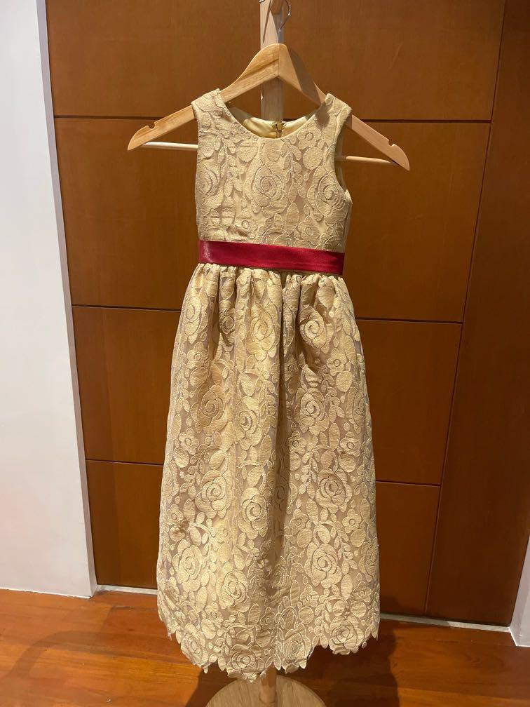 Little Girl Gold Dress, Babies & Kids, Babies & Kids Fashion on Carousell