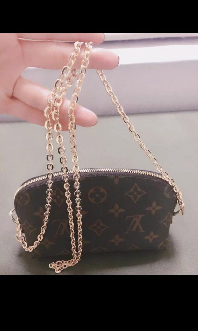 LV Cosmetic Pouch Leather Strap/ Chain( with D ring)