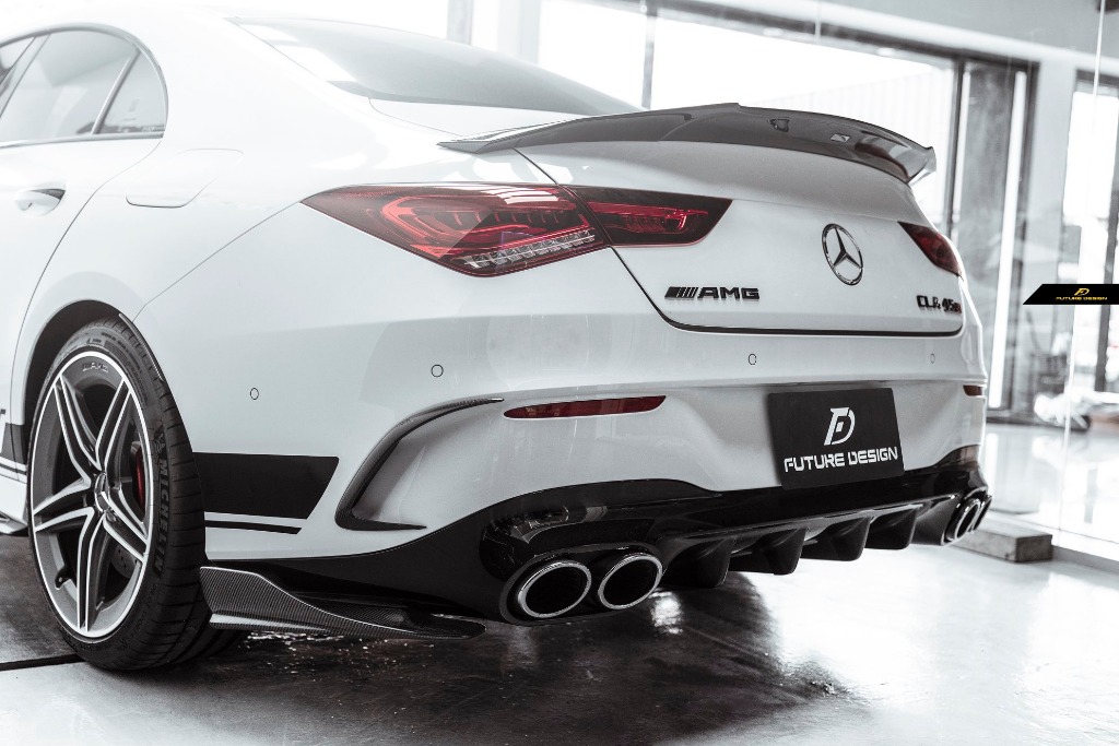Mercedes Benz Merc CLA Class CLA180 CLA200 CLA250 AMG Line CLA35 CLA45s C118  W118 Future Design Carbon Fiber Bootlip Spoiler , Car Accessories, Car  Workshops  Services on Carousell