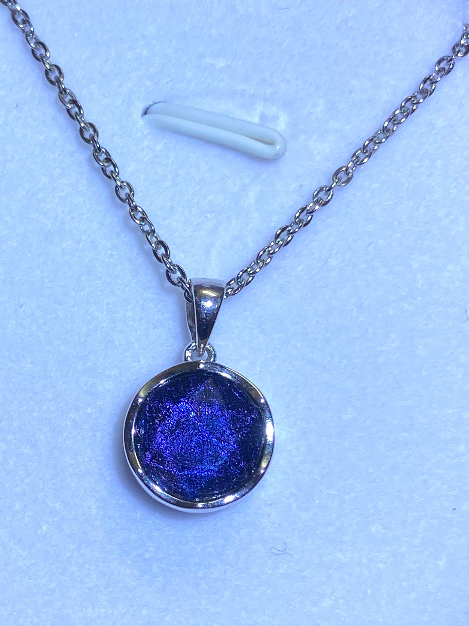 20" Sterling Silver Chain 925 SS Blue Natural Druzy Quartz Crystal Necklace 