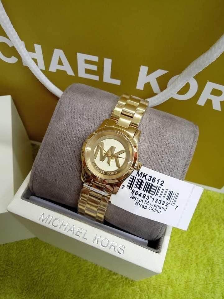 Michael Kors Watches Michael Kors Ladies Runway MK Logo CZ Dial Rose Gold   Clear Bracelet Strap Watch  Womens Watches from Faith Jewellers UK