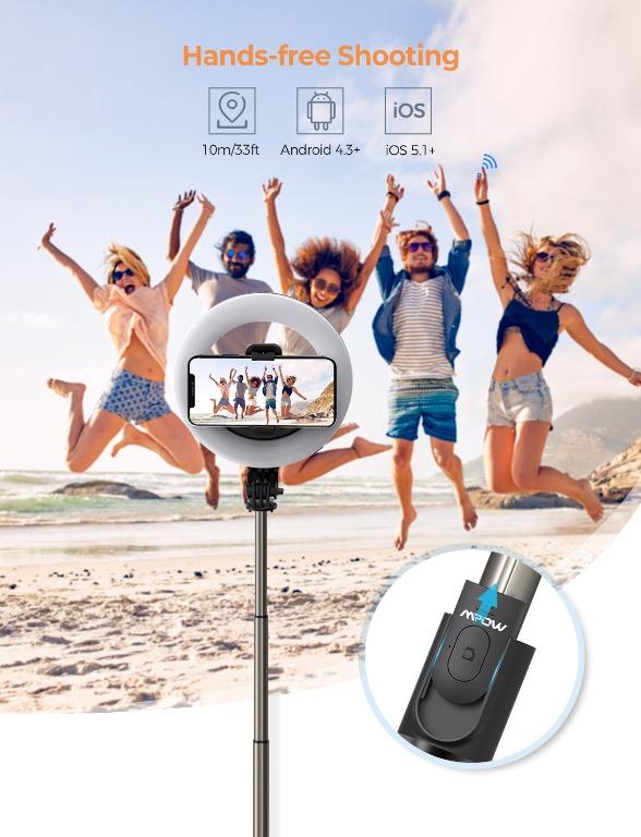 mpow selfie ring light with tripod stand