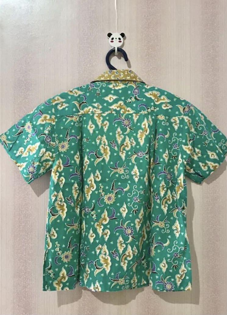 NEW Kemeja Batik Hijau BATIK KERIS AUTHENTIC, Fesyen Wanita, Pakaian