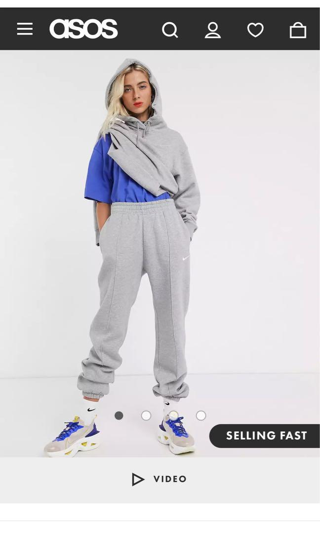 Nike mini swoosh oversized grey joggers best sale