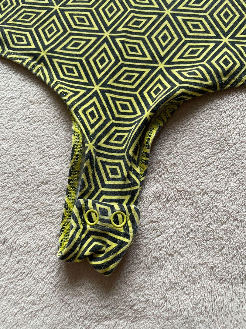 One-piece printed sleeveless (Category: Sleeveless) located in Makati City. Submitted by argin (Listing ID 1107302430, Image 3). Description: Cotton Body fitting Slightly stretchable With snap button at crotch FLAWS: No major issue only signs of usage RFS: Decluttering.