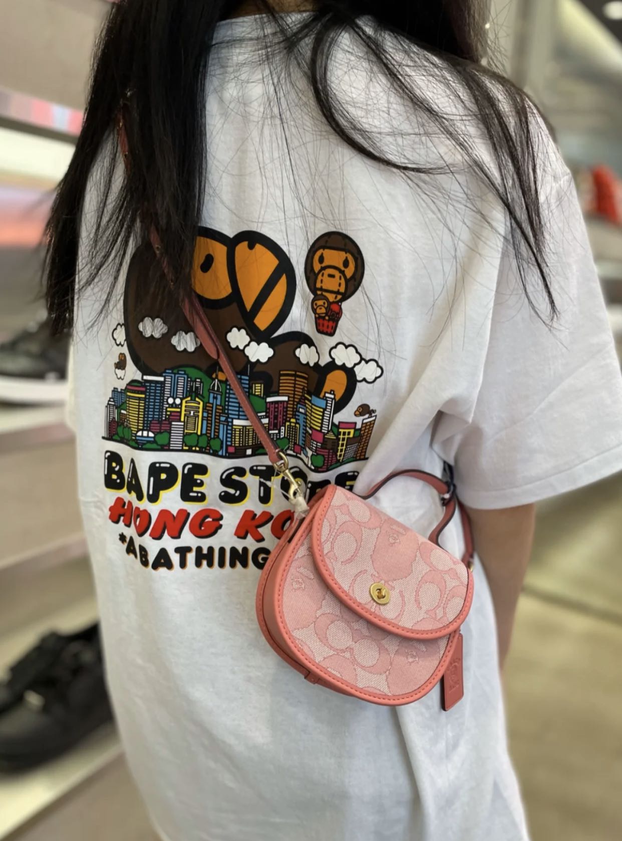 Preorder]Bape x Coach Mini Top Handle Saddle, Women's Fashion ...