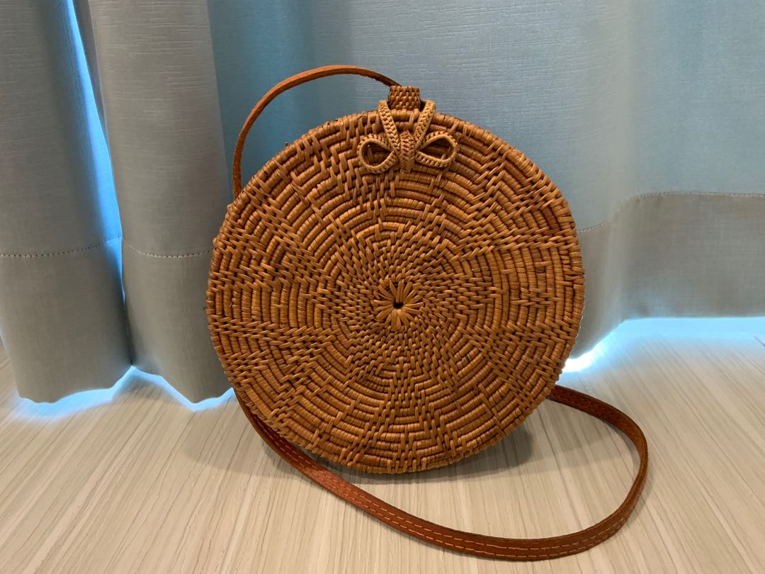 Rattan Round Sling Bag, Women's Fashion, Bags & Wallets, Crossbody