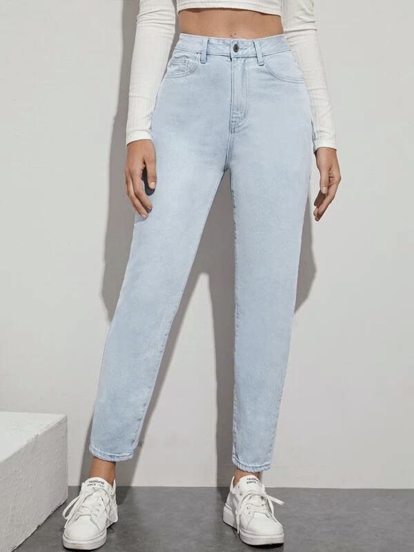 shein denim mom jeans, Women's Fashion, Bottoms, Jeans \u0026 Leggings on  Carousell