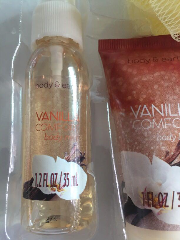 Shower Gel Set ( Body & Earth ) from US (Category: Bath) located in Pasay City. Submitted by redgiftshop (Listing ID 1107305241, Image 2). Description: Scratch & Sniff Vanilla Comfort 4 pieces Bath Set set includes: Body Lotion 30ml, Body Mist 35ml, Shower Gel 35 ml directly bought in US product code: S-16 .