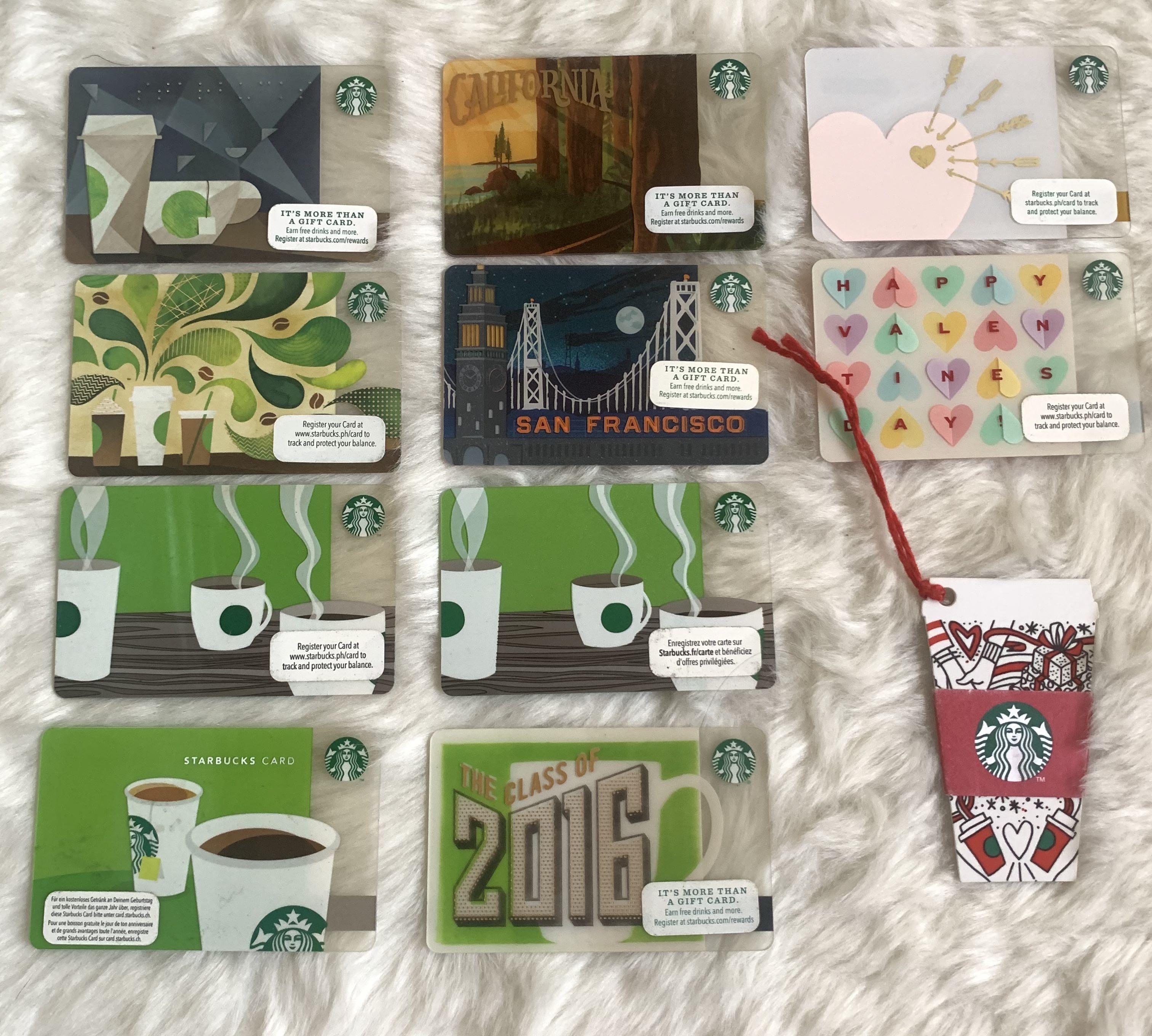 Starbucks Cards from US (Category: Game Gift Cards & Accounts) located in Pasig City. Submitted by designeritems4less (Listing ID 1107460077, Image 1). Description: Starbucks Cards for collectors Pin intact Some have $10 loaded into the card never arrived used TAKE ALL!.