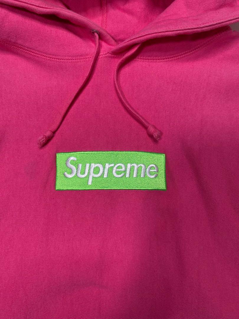 Pink and online green supreme hoodie