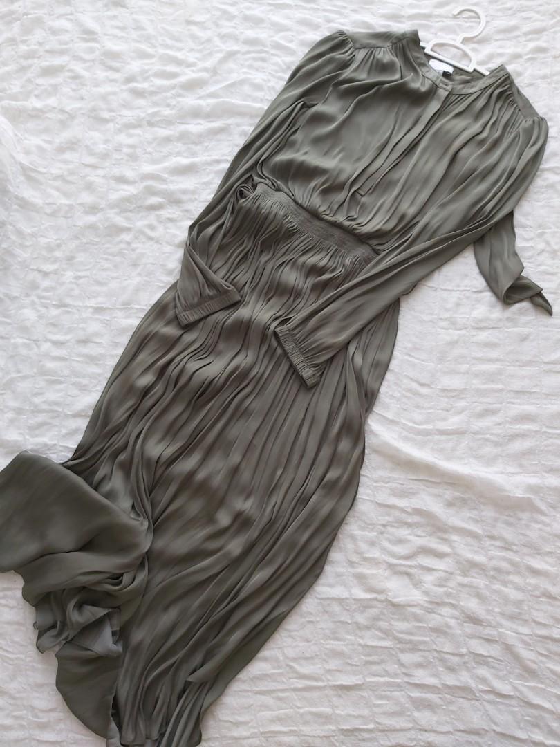 Witchery Olive green satin dress, Women 