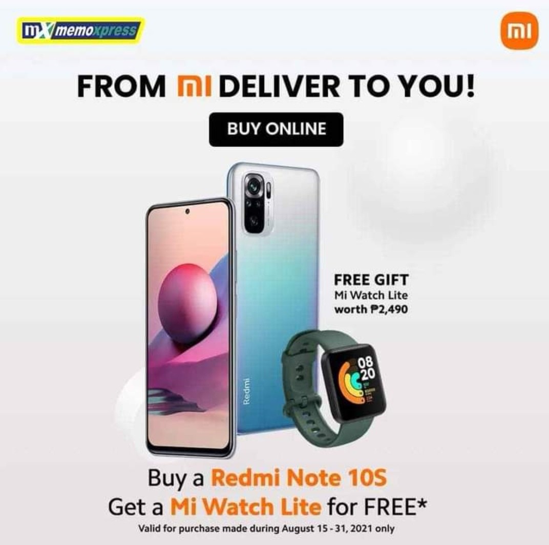XIAOMI REDMI NOTE 10S 8GB RAM 128GB ROM WITH FREE MI WATCH LITE