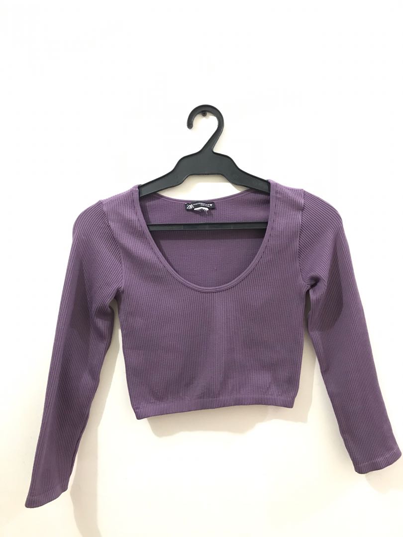 Zara Ribbed Crop Top, Women's Fashion, Tops, Longsleeves on Carousell