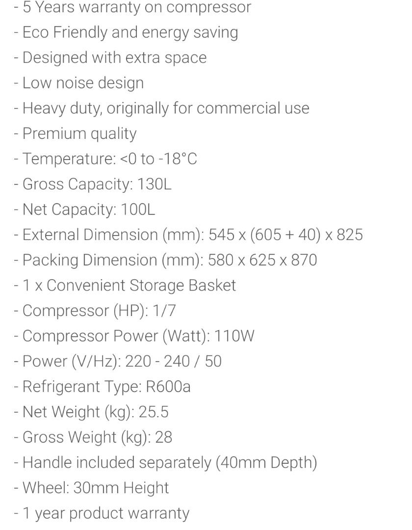 (130 LITRE) Berjaya Premium Chest Freezer BJYCFSD100AR6 (White), TV