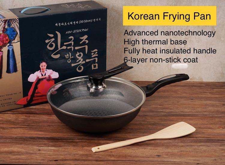 Korean Non Stick Wok 32cm ( Iron Base )