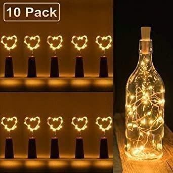 5 Dimmable Modes with Timer 10 Pk Cold White SFUN Wine Bottle Lights with Cork 