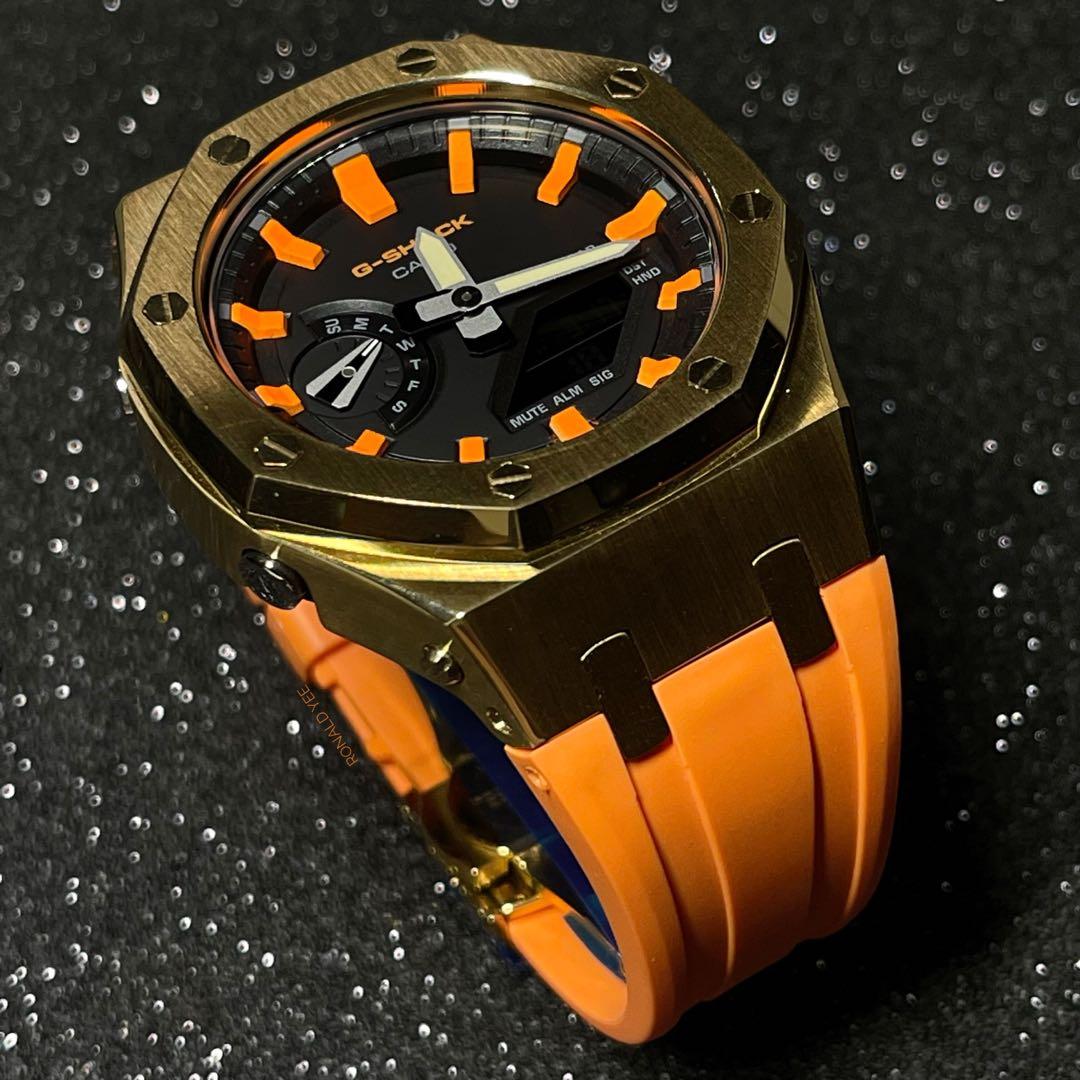 AUTHENTIC CASIOAK GA 2100SU 1 WITH CUSTOM DIAL IN ORANGE