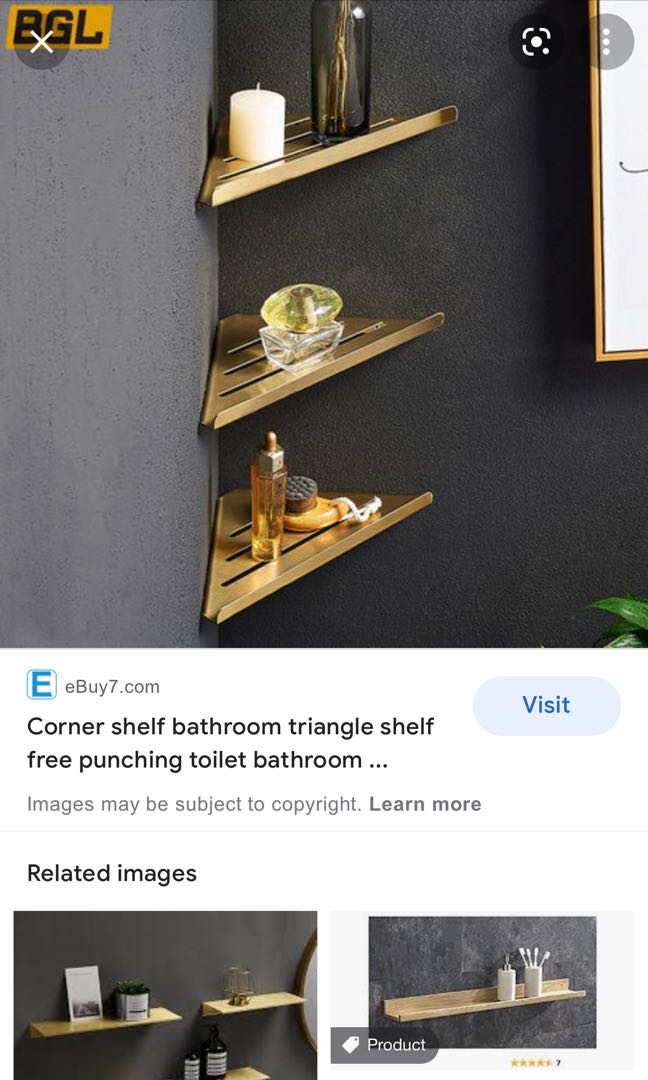 Bathroom Corner Gold Shelf, Furniture & Home Living, Bathroom & Kitchen