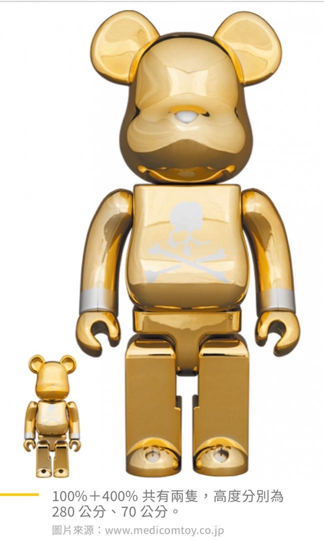 全新未開盒Bearbrick 400%+100% 25週年紀念展mmj Mastermind 日本金色