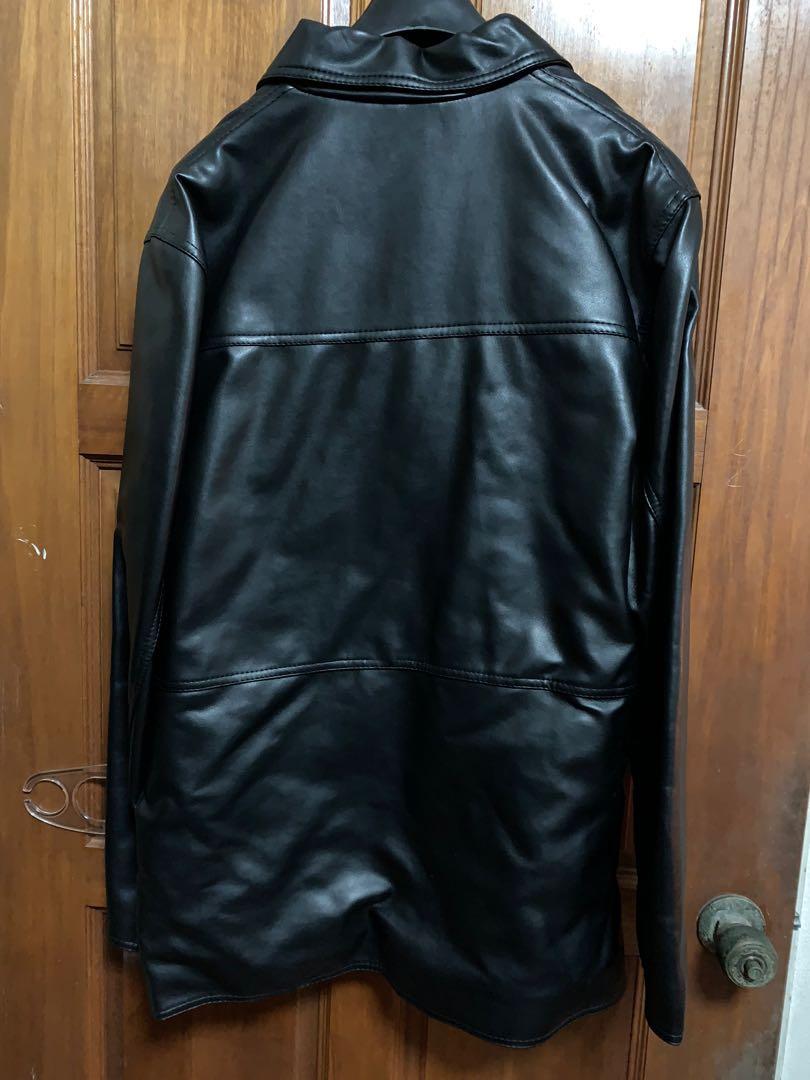 Mens black clearance leather jacket xl