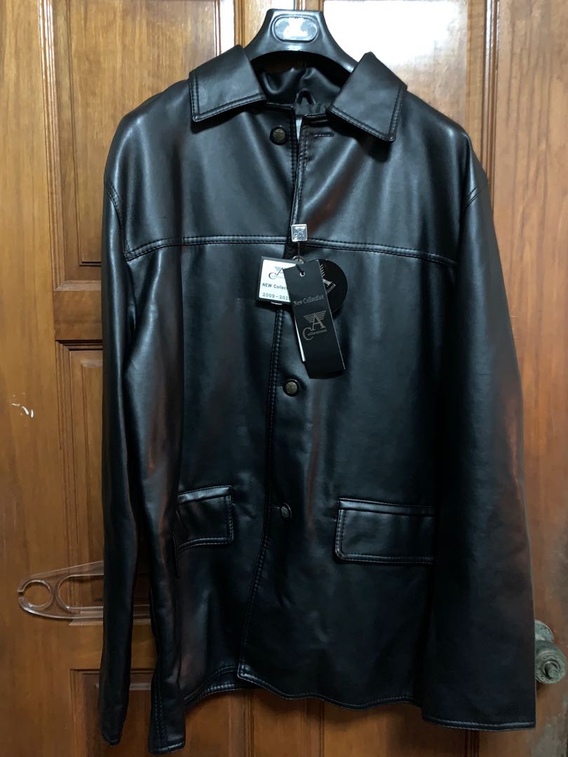 Mens black leather new arrivals jacket xl
