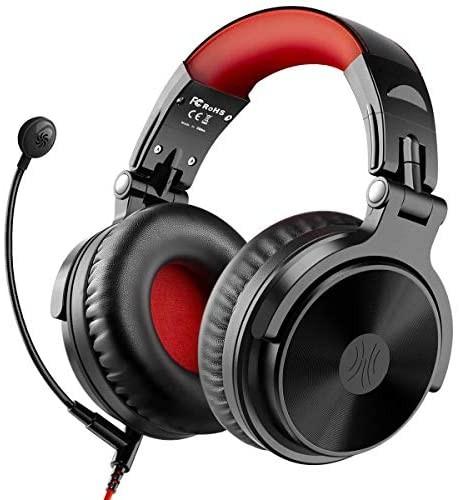 Bluetooth Over Ear Headphones with 80 Hrs Playtime OneOdio Wired Gaming Stereo Headsets with Boom Mic for PS4 Xbox one PC Wireless Headset for Phones Laptop Office Studio Wireless Y80B Red Audio