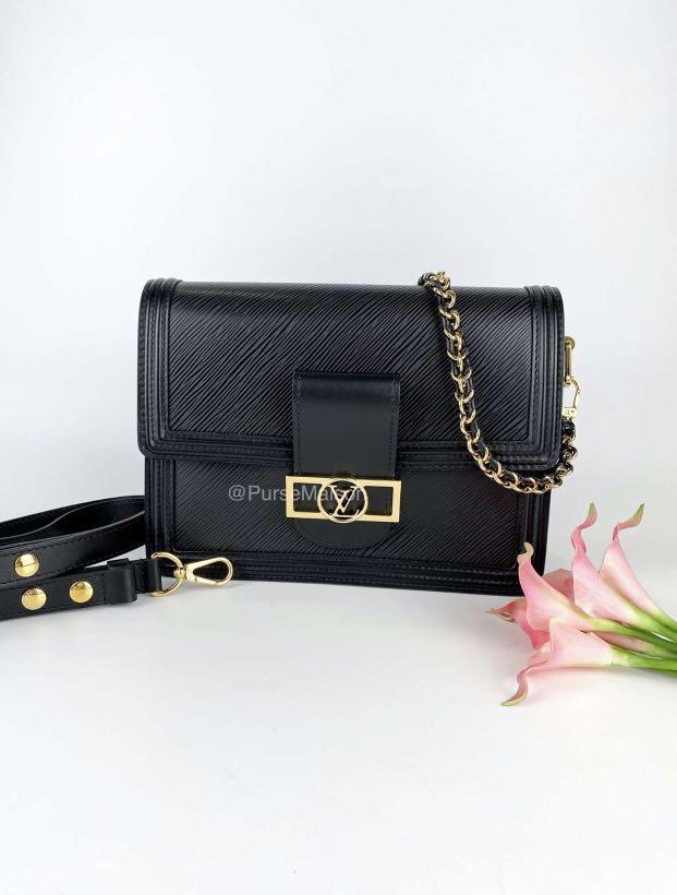 Brand New Louis Vuitton Dauphine MM Epi Leather Black Handbag Gold