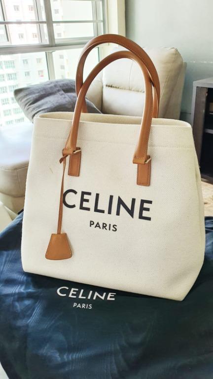 Celine Horizontal Cabas Canvas Tote Bag White - THE PURSE AFFAIR