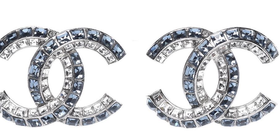 Chanel silver and 2025 crystal earrings