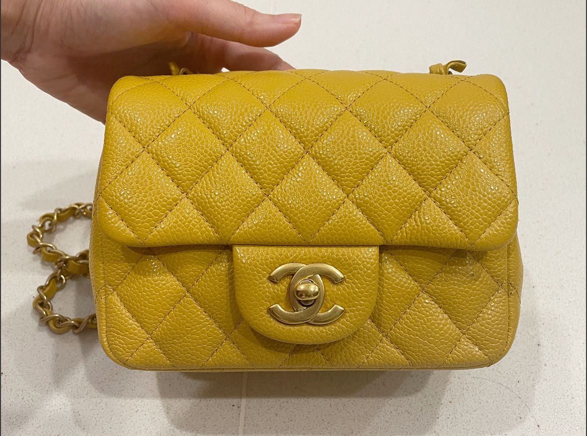 CHANEL Affinity ChainShoulder Size Mini Caviar Leather Yellow AP2914