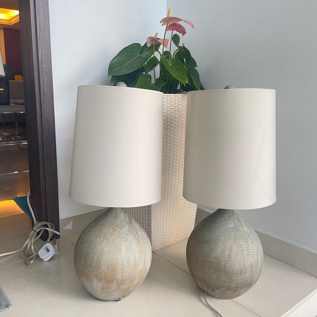 (SOLD) Crate&Barrel Vera Champagne Table Lamp, Furniture & Home Living, Lighting & Fans