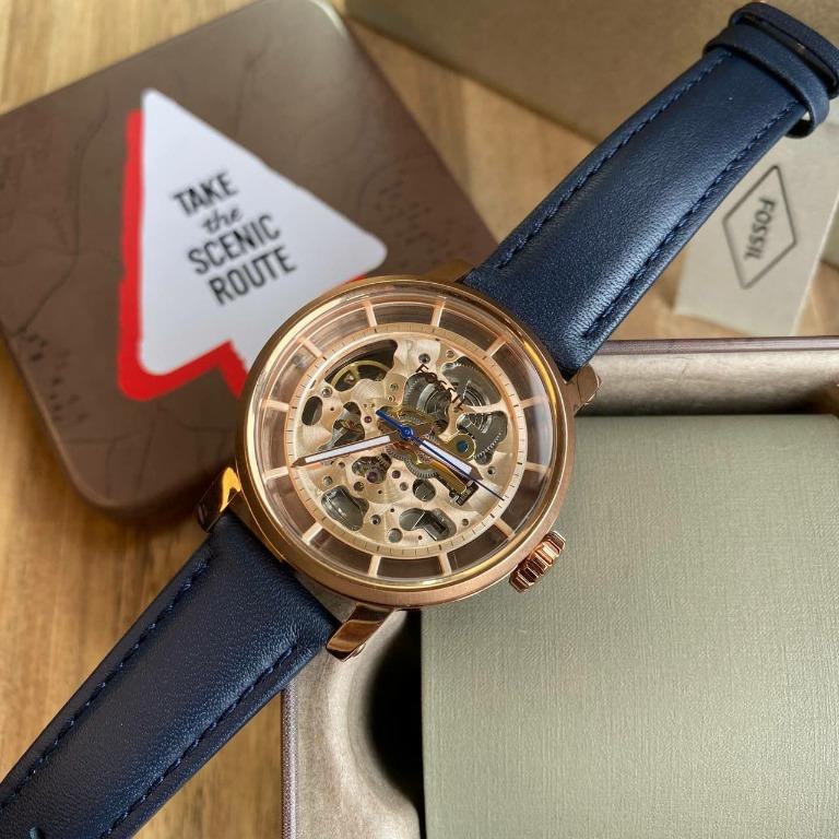Original boyfriend automatic navy leather watch hotsell