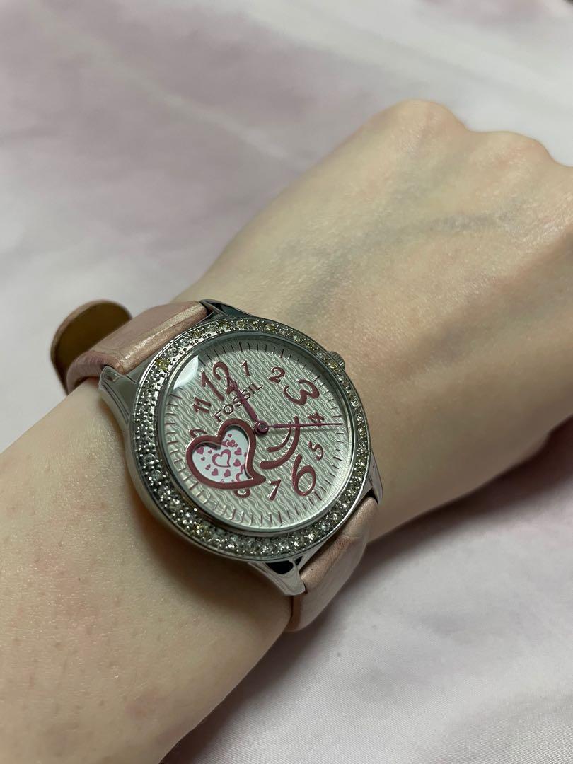 Fossil watch women animated dial with pink leather strap Luxury Watches on Carousell