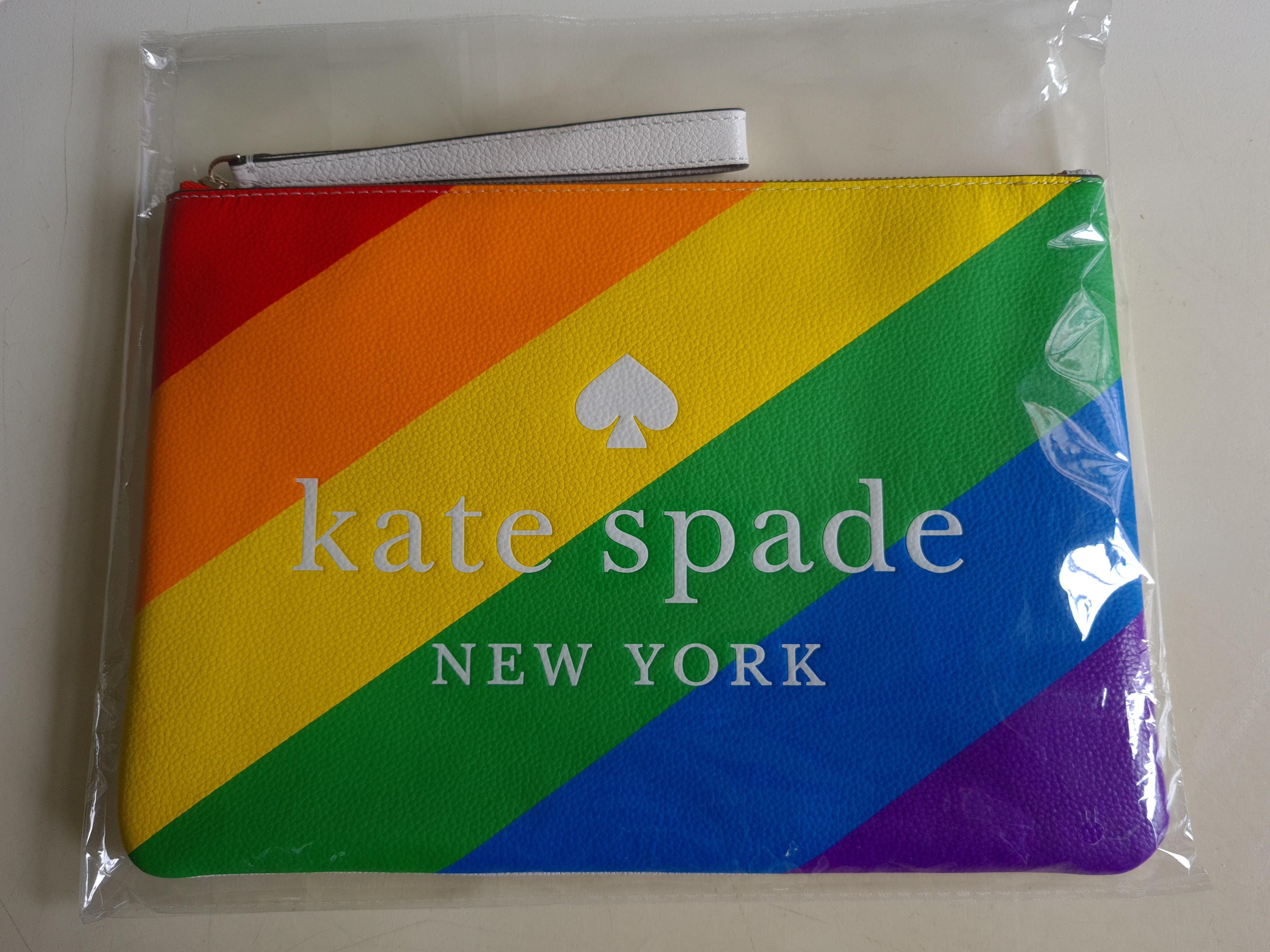 KATE SPADE Rainbow Pride Large Zip Clutch, Women's Fashion, Bags & Wallets,  Clutches on Carousell