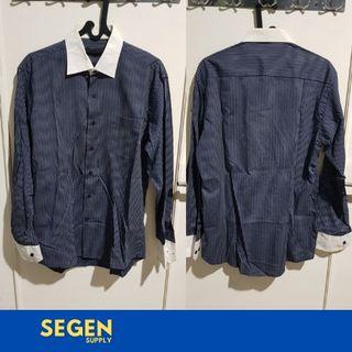 Kemeja Biru tua - lengan panjang zado