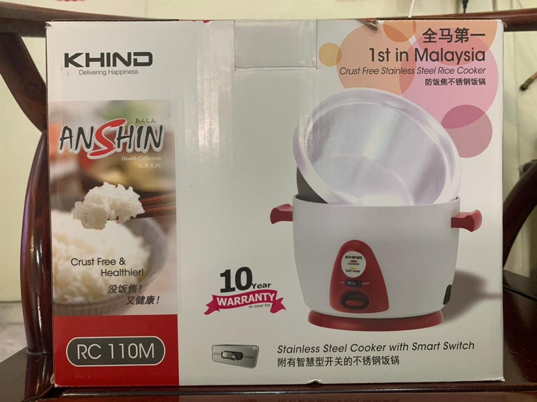 KHIND Anshin Stainless Steel Rice Cooker RC110M, TV & Home Appliances