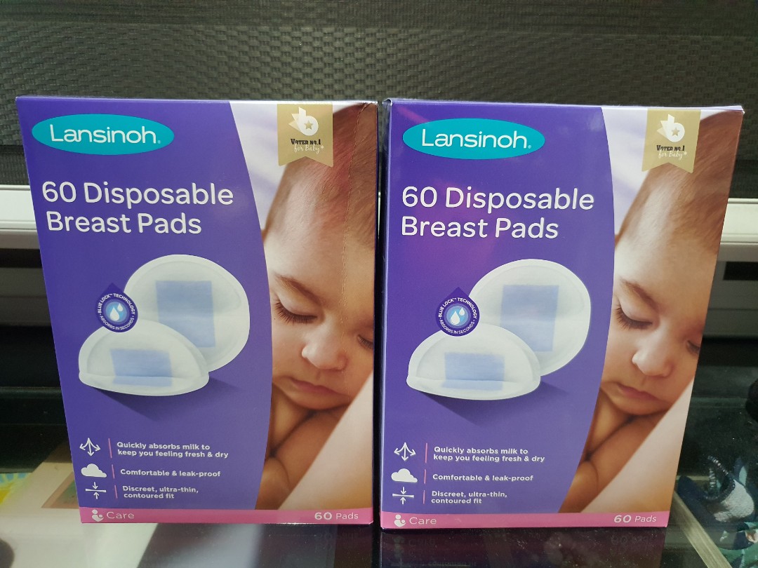Lansinoh Disposable Nursing Breast Pads with Blue-Lock core pack of 4 x 60 pa... 