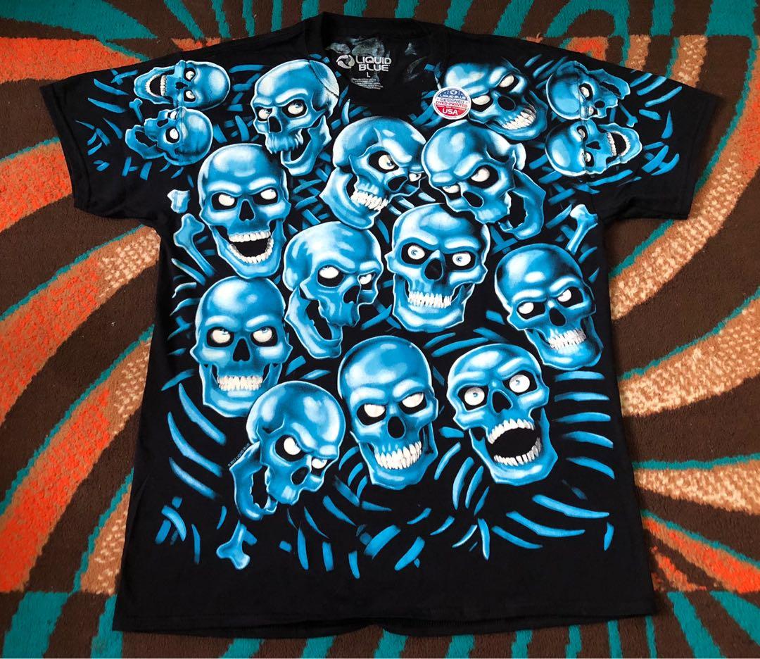 Liquid blue skull shop t shirt