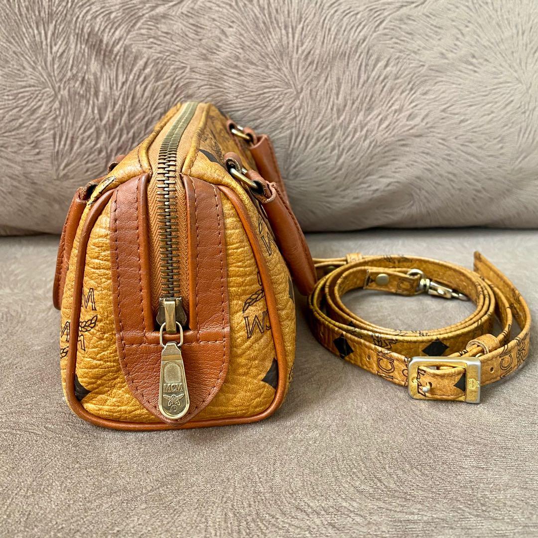 MCM Cognac Boston Nano, Luxury, Bags & Wallets on Carousell