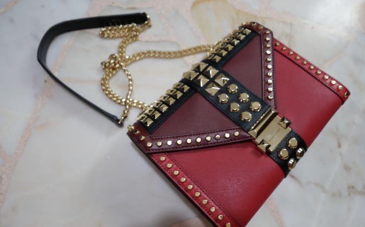 MICHAEL KORS Preloved Whitney Large Studded Saffiano Leather Convertible Shoulder Bag
