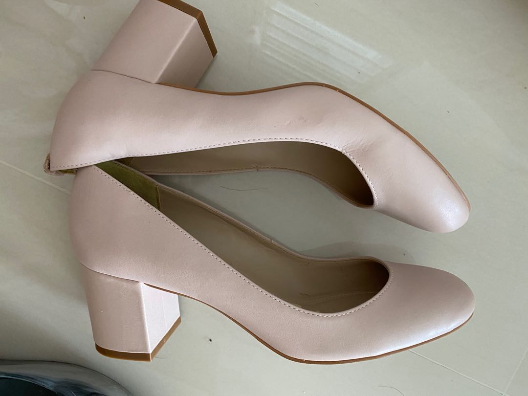 chunky beige heels