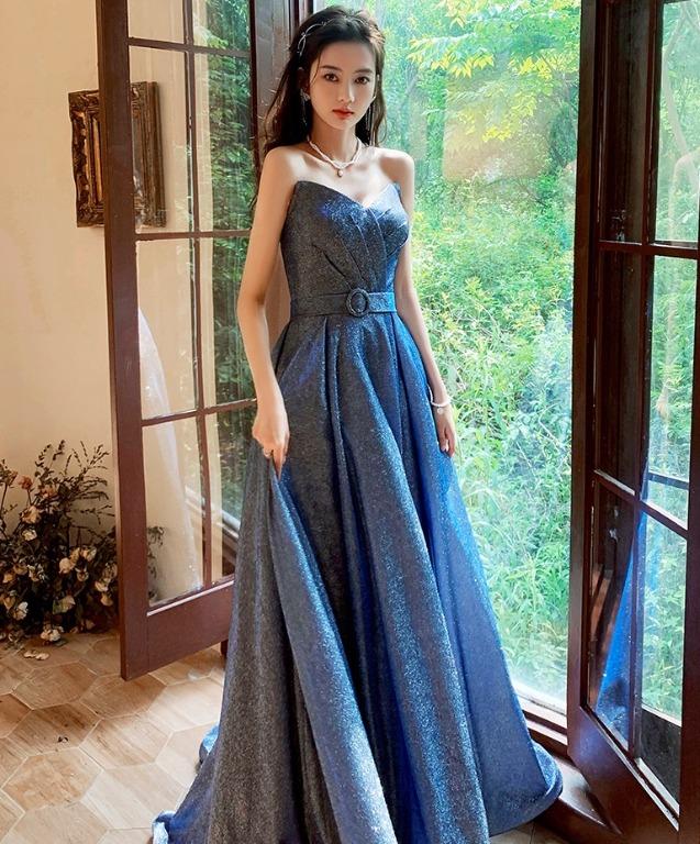pre order Blue glitter galaxy fishtail wedding bridal prom dress