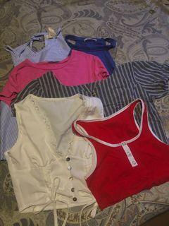 Preloved and Brand New BNEW Zara Assorted Crop tops Sleeveless Halter ribbed lace vneck linen fitted blue pink white red button up stripes sexy top