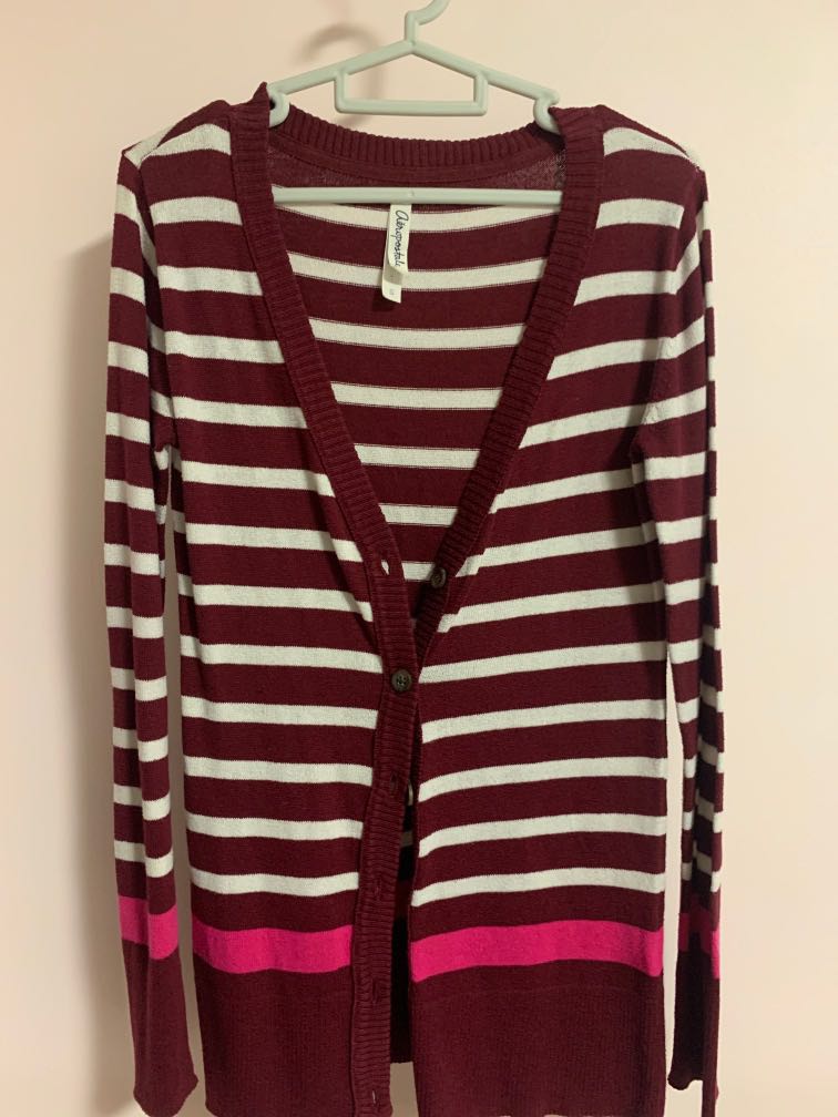 White and red cardigan discount