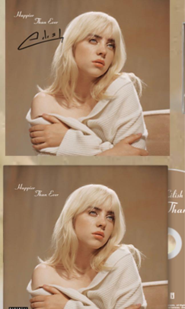 Signed Happier Than Ever CD by Billie Eilish (Category: CDs & DVDs) located in Manila. Submitted by stefandraboutique (Listing ID 1107614124, Image 1). Description: 🚨Surprise! Limited to 500 ULTRA RARE and SOLD OUT SIGNED Happier Than Ever Art Card + CD by Billie Eilish available from us for 5990 php. Installment & downpayments available 🤍👀.