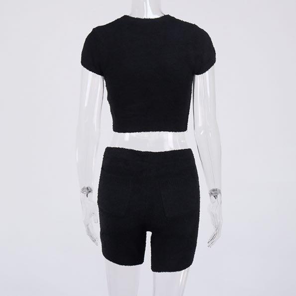 Soft Crop Top & High-waisted Shorts Set (Brand new), Women's