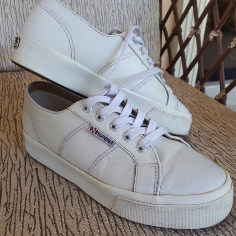 Superga white leather shoes best sale