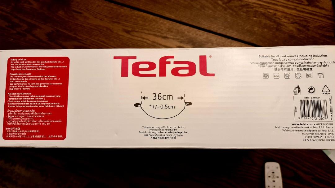 TEFAL A69698 NOVEL HARD ANODIZED INDUCTION CHINESE WOK 36CM WITH LID  A6969814