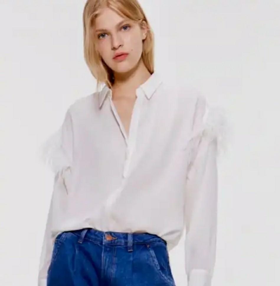 White blouse with feather Zara ori 